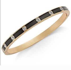 EUC Kate Spade Black & Gold Stone Hinged Bangle w/ Branded Dust Bag